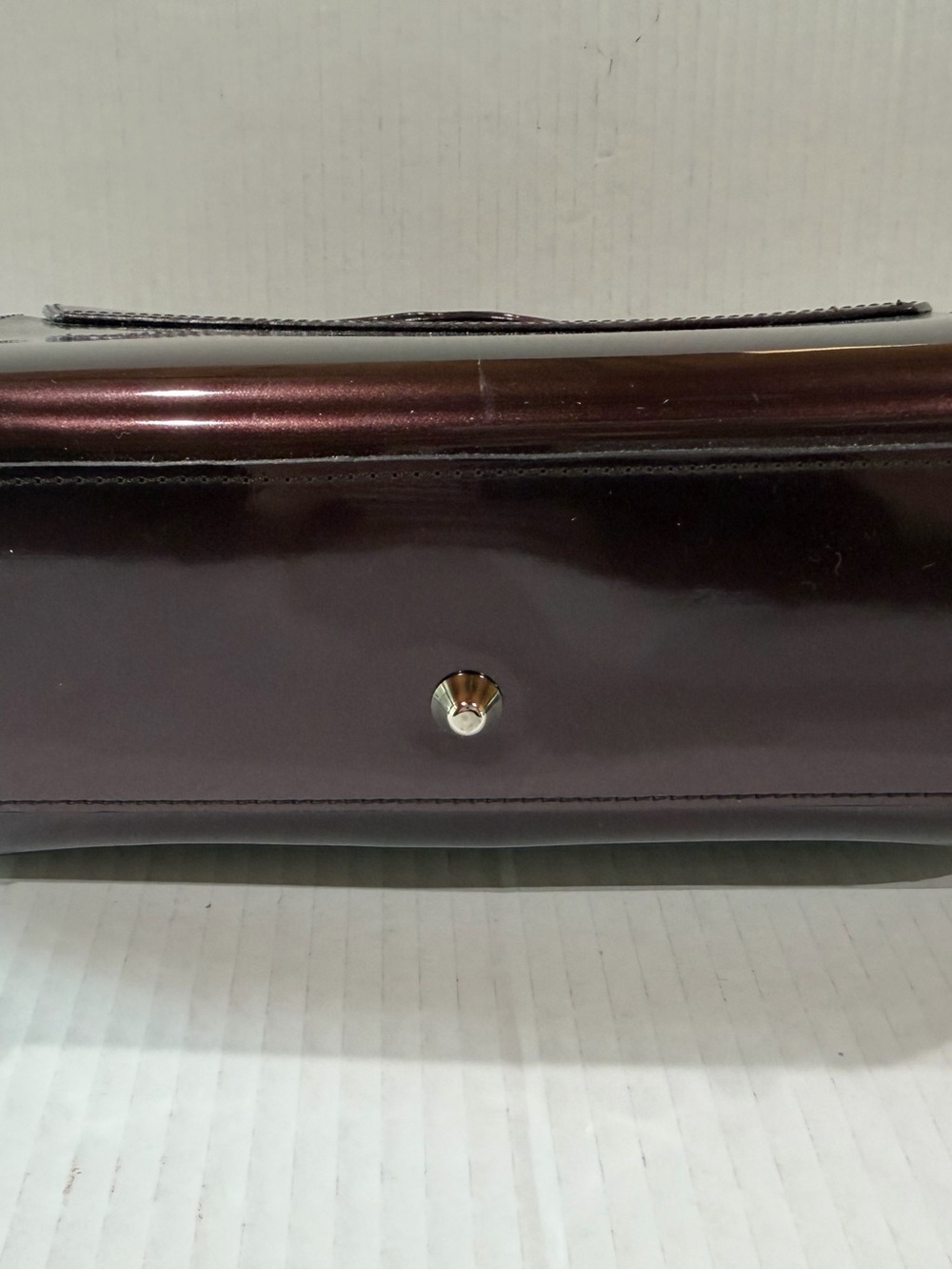 Beigo Metallic Dark Brown Patent Top-Handle Women’s Bag - Picture 5 of 15